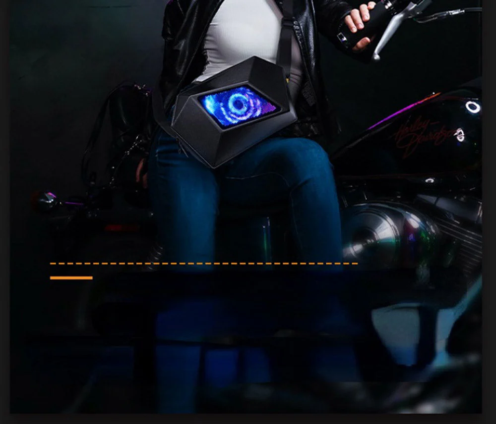 CRONY Eye of the devil LED Display Backpack Devil's Eye Travel Bag Bluetooth Waterproof Hard Shell Cool Motorcycle Riding Led Knight Backpacks - Image 11