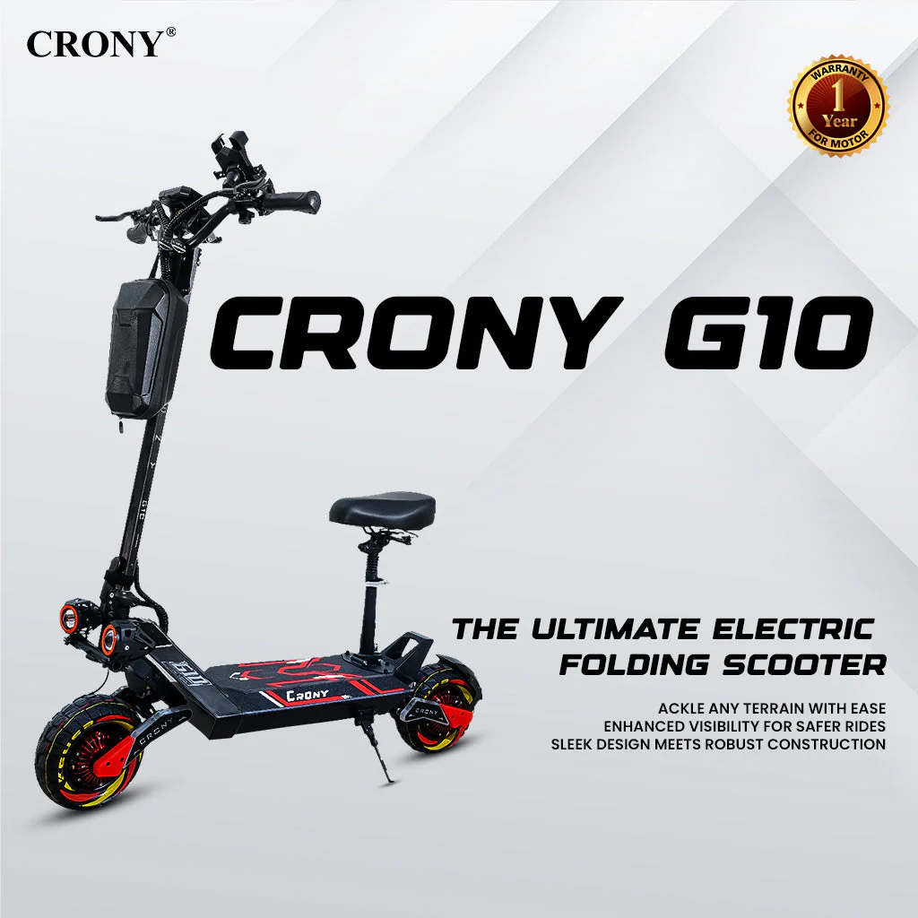 CRONY G10 Electric Scooter 1500Wx2 Motors 48V/25AH Battery 45-75KM Range Oil Brakes Front/Rear Suspension 10" Off-Road Tires Scooter Front Bag - Image 2