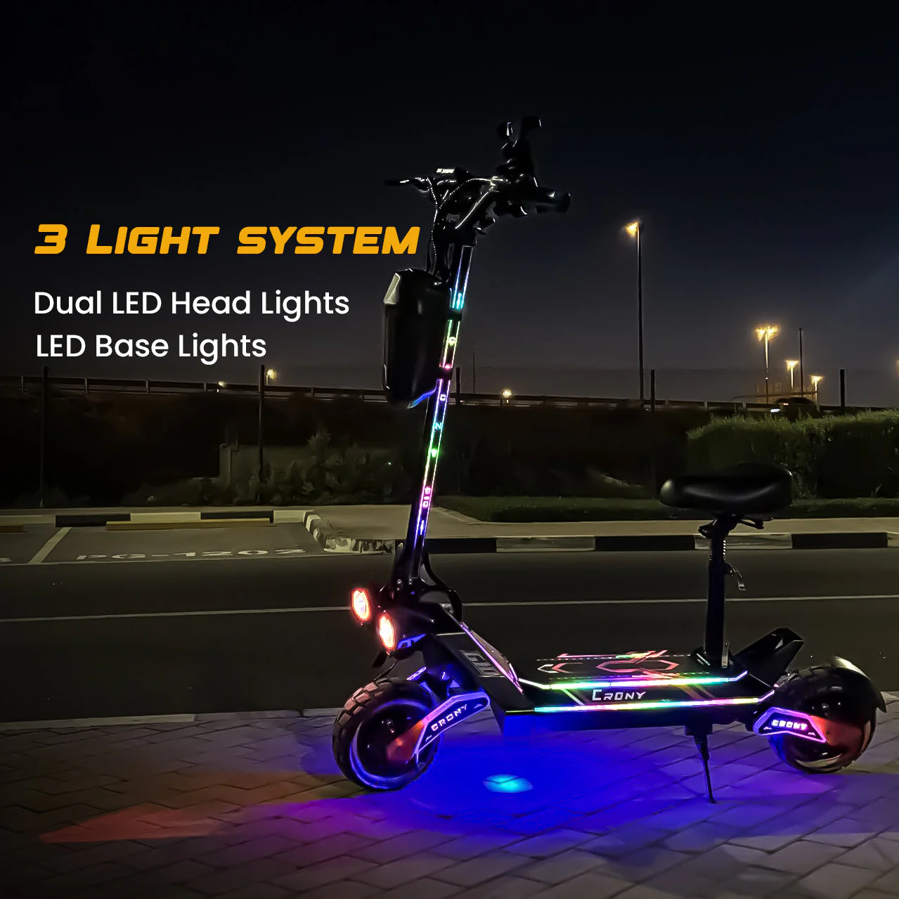 CRONY G10 Electric Scooter 1500Wx2 Motors 48V/25AH Battery 45-75KM Range Oil Brakes Front/Rear Suspension 10" Off-Road Tires Scooter Front Bag - Image 6