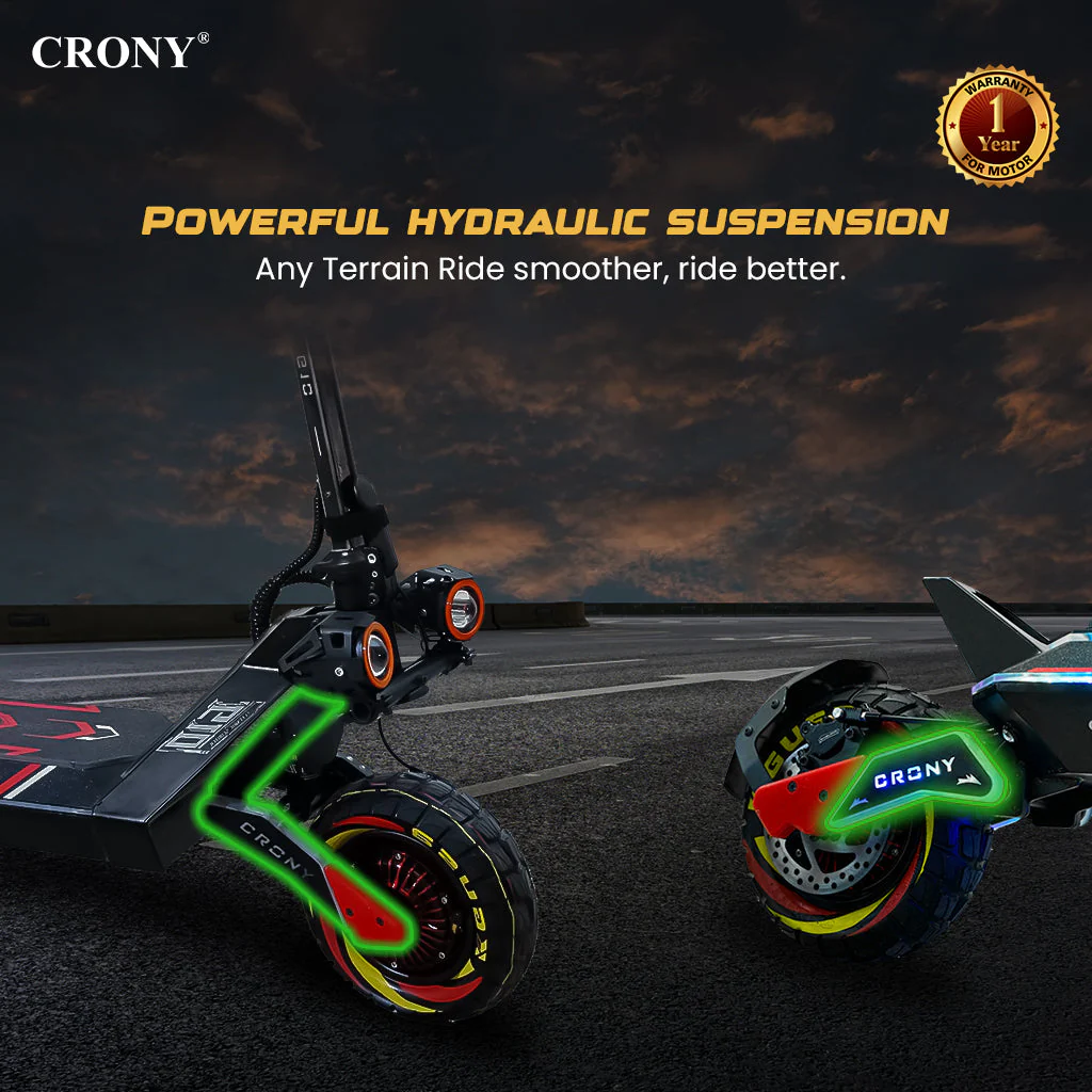 CRONY G10 Electric Scooter 1500Wx2 Motors 48V/25AH Battery 45-75KM Range Oil Brakes Front/Rear Suspension 10" Off-Road Tires Scooter Front Bag - Image 8