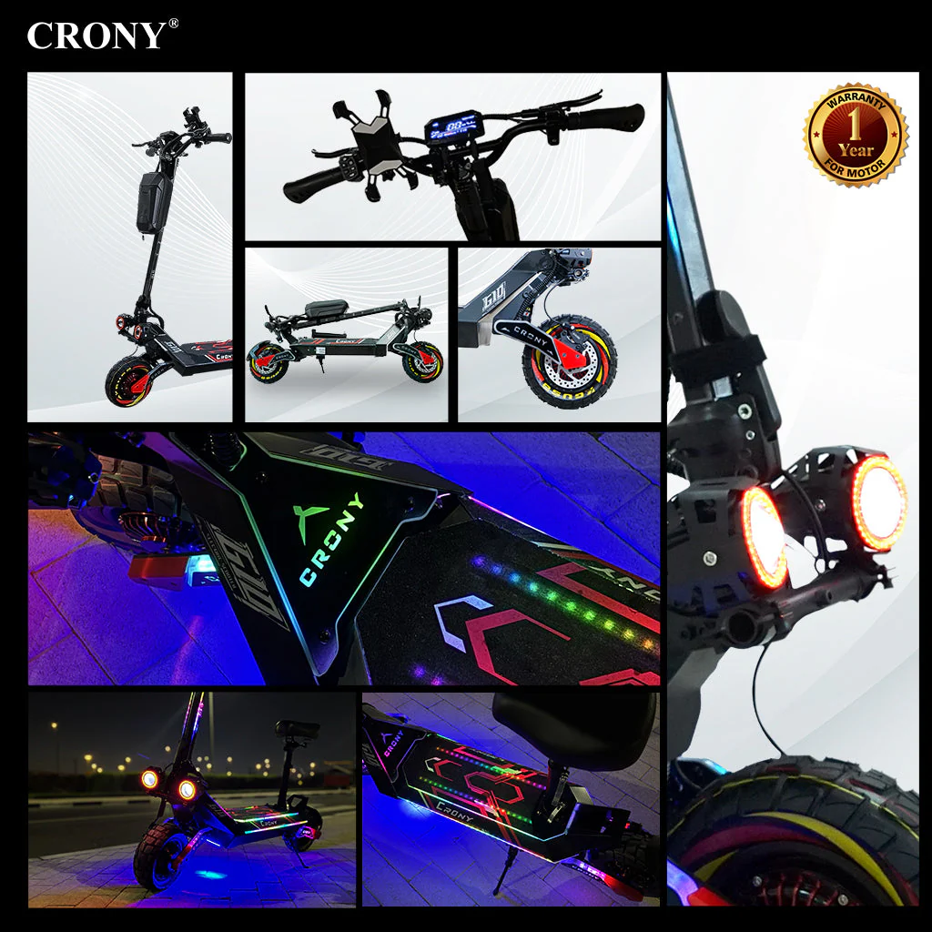 CRONY G10 Electric Scooter 1500Wx2 Motors 48V/25AH Battery 45-75KM Range Oil Brakes Front/Rear Suspension 10" Off-Road Tires Scooter Front Bag - Image 9