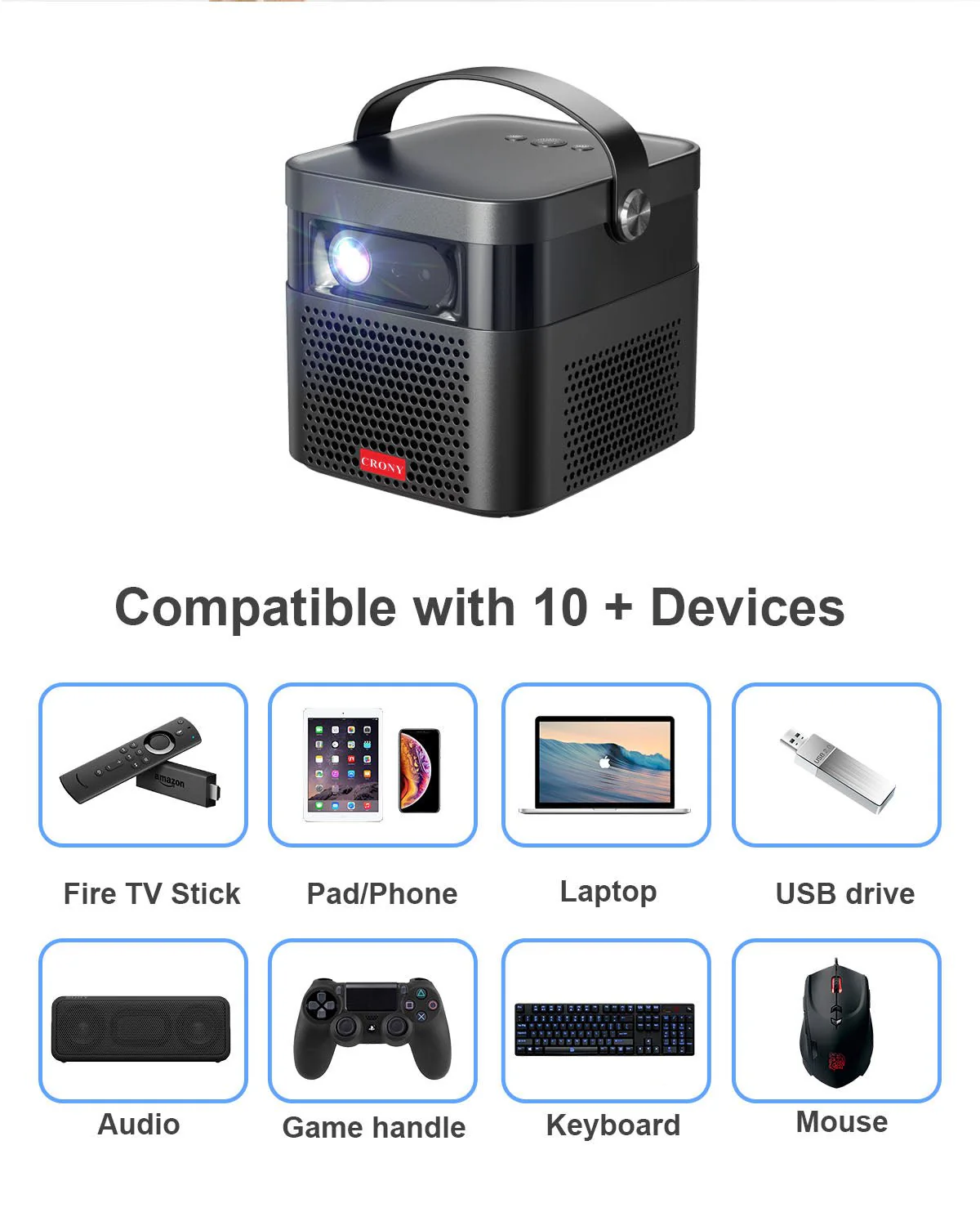 CRONY K5+ upright Projector with BT speaker 3D Smart DLP Projector 800 ANSI Lumens 1080P Portable Outdoor DLP 4k Projector - Image 10