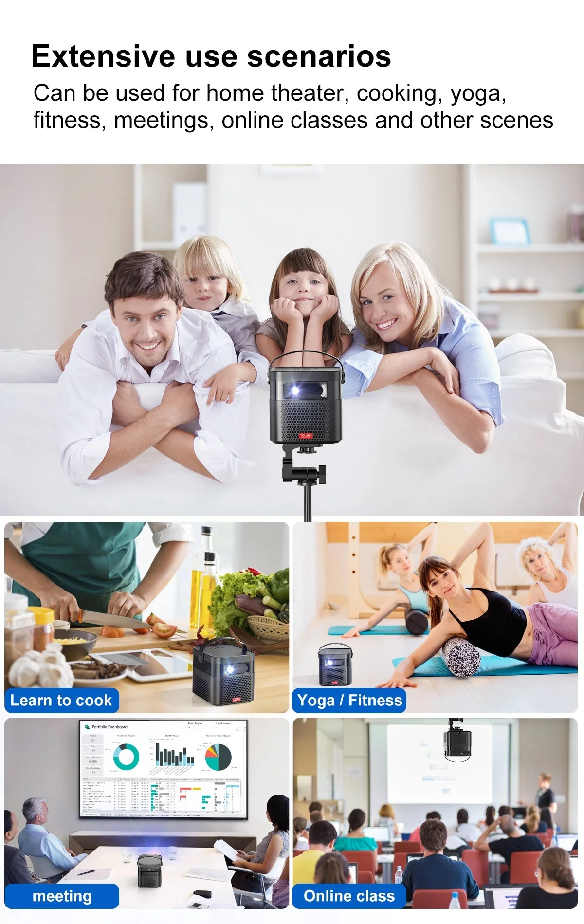 CRONY K5+ upright Projector with BT speaker 3D Smart DLP Projector 800 ANSI Lumens 1080P Portable Outdoor DLP 4k Projector - Image 14