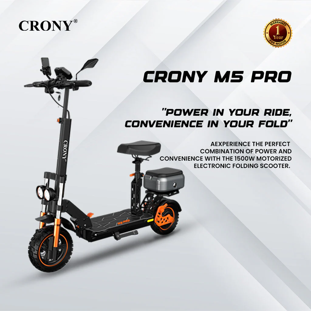 CRONY M5 Pro Electric Scooter for Adults Kids 1500W High-Speed E-Scooter with Bluetooth Speaker App Connectivity IPX4 Waterproof 120KG Max Load - Image 4