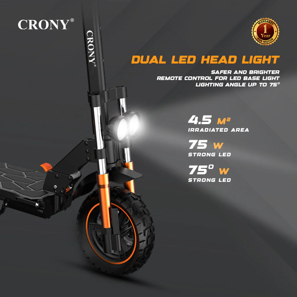 CRONY M5 Pro Electric Scooter for Adults Kids 1500W High-Speed E-Scooter with Bluetooth Speaker App Connectivity IPX4 Waterproof 120KG Max Load - Image 5