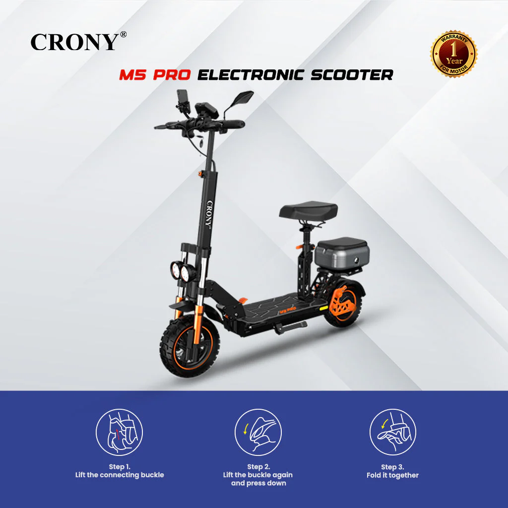 CRONY M5 Pro Electric Scooter for Adults Kids 1500W High-Speed E-Scooter with Bluetooth Speaker App Connectivity IPX4 Waterproof 120KG Max Load - Image 9