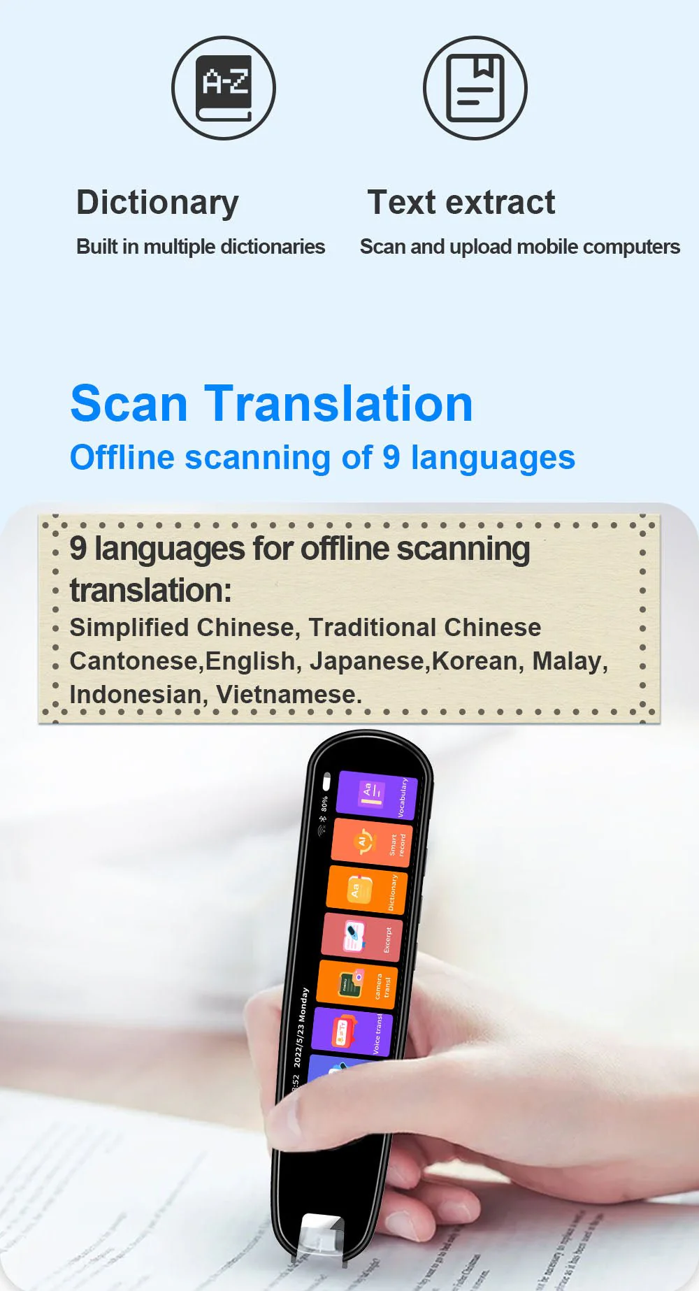 CRONY MD043 Plus Translation Pen language OCR Arabic scanning translation pen English Korean Japanese Malay Vietnamese - Image 5