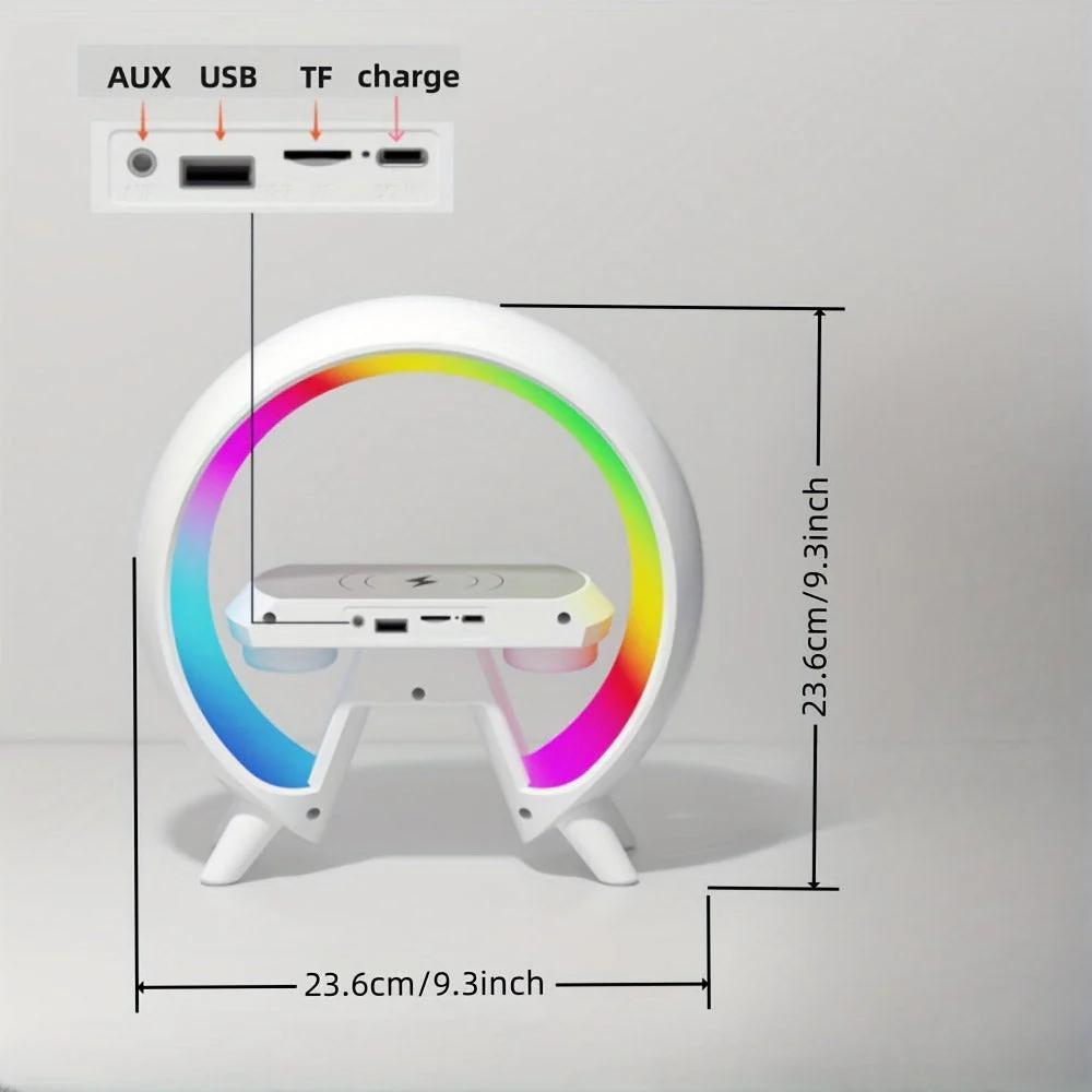 CRONY New G table lamp BT speaker with clock & wireless charge  Atmosphere Lamp Speaker, Dimmable Night Light Lamp Alarm Clock With Music Sync - Image 9