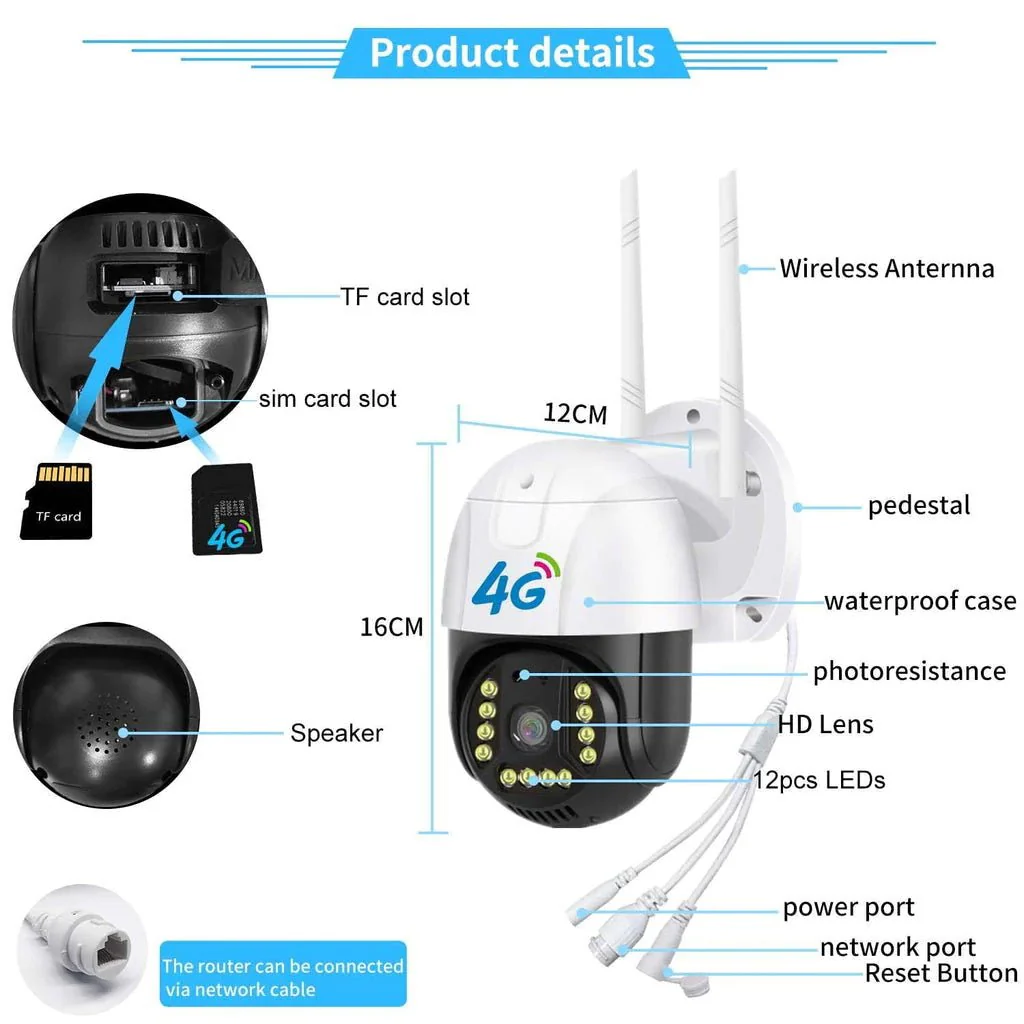 CRONY P20 4G-4K-HD PTZ Camera Outdoor Security Wireless Camera Surveillance 4G Sim Card Support - Image 5