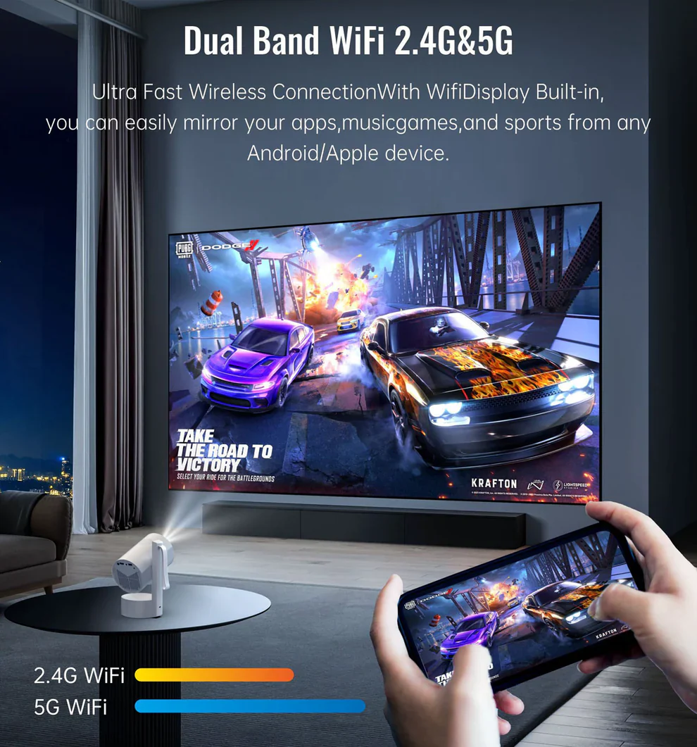 CRONY R3P Portable Mini Projector 1080P LED Smart Projector Supports 4K Decode Android with Built In Speakers - Image 13