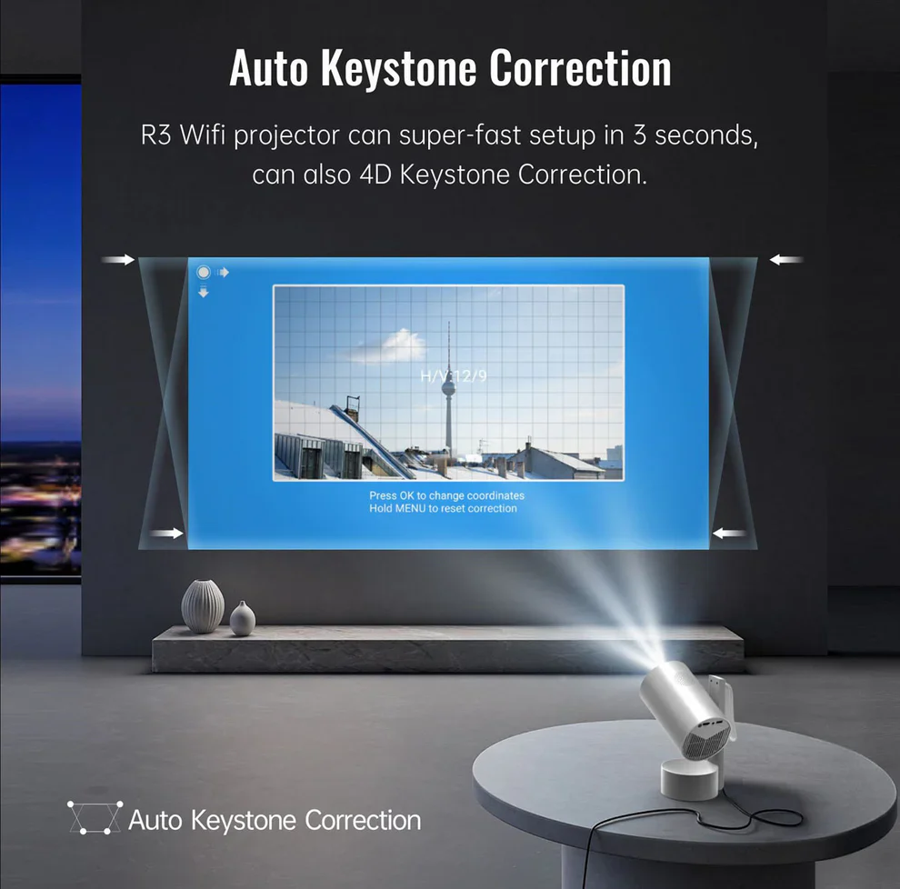 CRONY R3P Portable Mini Projector 1080P LED Smart Projector Supports 4K Decode Android with Built In Speakers - Image 15