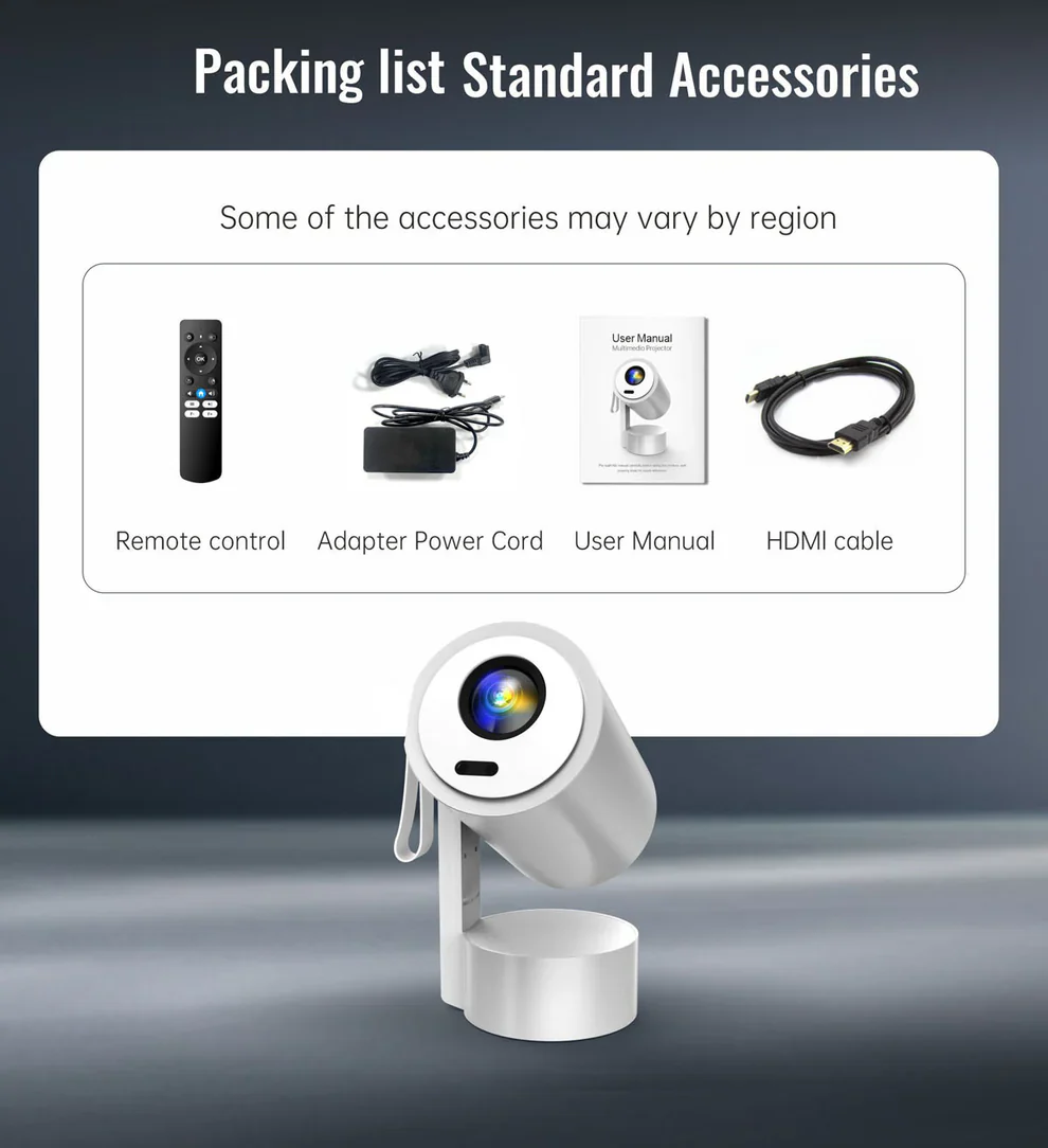 CRONY R3P Portable Mini Projector 1080P LED Smart Projector Supports 4K Decode Android with Built In Speakers - Image 6