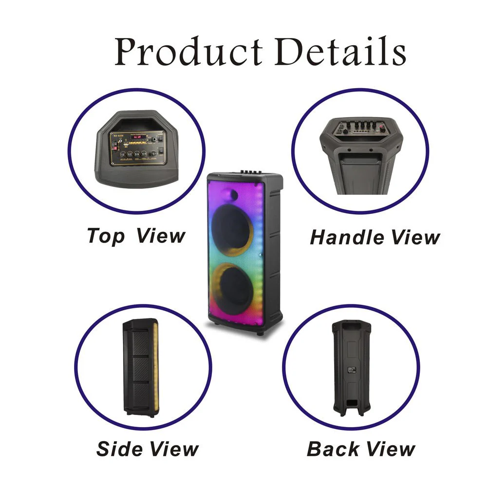 CRONY RX-6238 big  power disco light loud speaker wireless with bass echo treble rechargeable battery karaoke speaker - Image 6