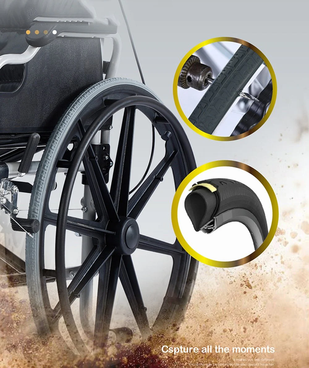 CRONY S01 Widened and load-bearing hand push folding Wheelchairs 24" Large Wheel 150KG Capacity - Image 4
