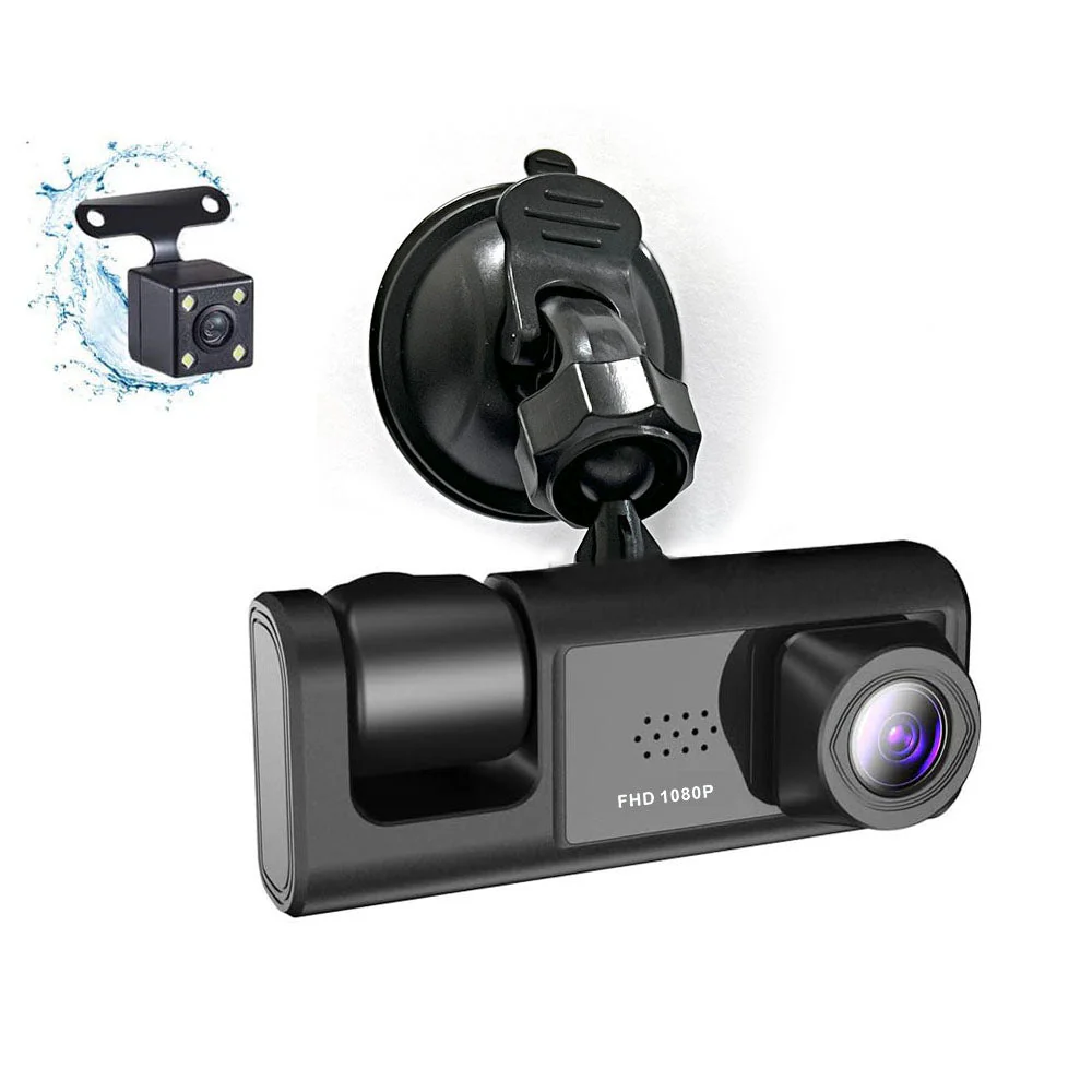 CRONY S11 Three-Camera 1920*1080 pushbutton dashcam 1080P DVR Dashcam Front Indoor and Rear View Camera Driving Recorder