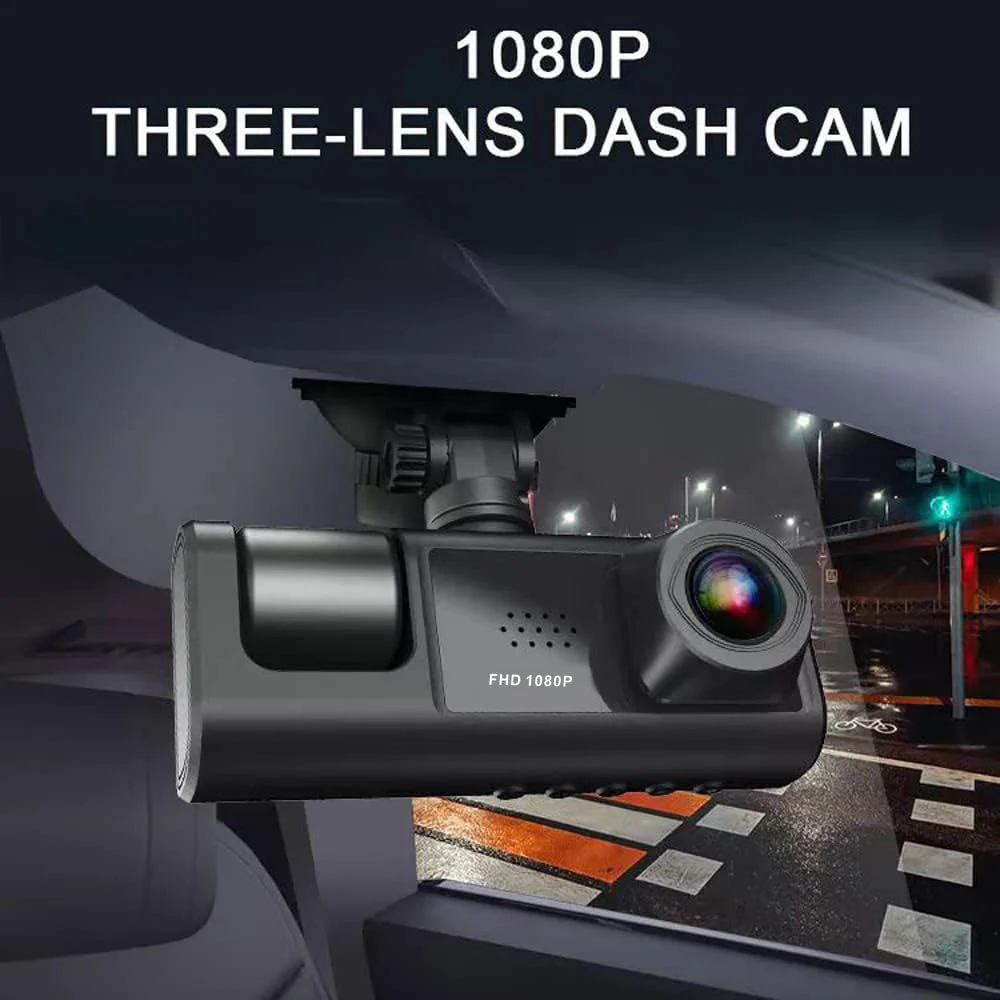 CRONY S11 Three-Camera 1920*1080 pushbutton dashcam 1080P DVR Dashcam Front Indoor and Rear View Camera Driving Recorder - Image 6