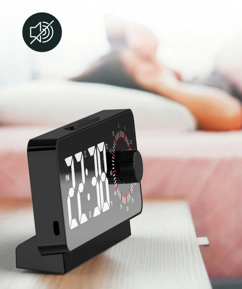 CRONY S238A Digital Alarm Clock with Visible Timer Snooze Temperature Date Knob Countdown Table Clock Dual Alarm Night Mode LED Clock - Image 4