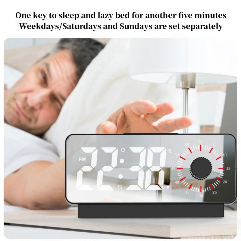 CRONY S238A Digital Alarm Clock with Visible Timer Snooze Temperature Date Knob Countdown Table Clock Dual Alarm Night Mode LED Clock - Image 7