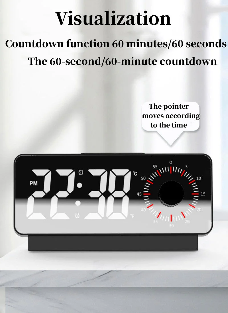 CRONY S238A Digital Alarm Clock with Visible Timer Snooze Temperature Date Knob Countdown Table Clock Dual Alarm Night Mode LED Clock - Image 8