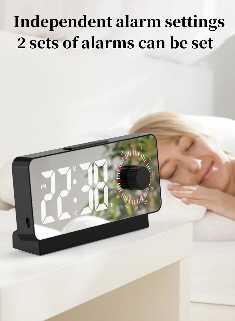 CRONY S238A Digital Alarm Clock with Visible Timer Snooze Temperature Date Knob Countdown Table Clock Dual Alarm Night Mode LED Clock - Image 9