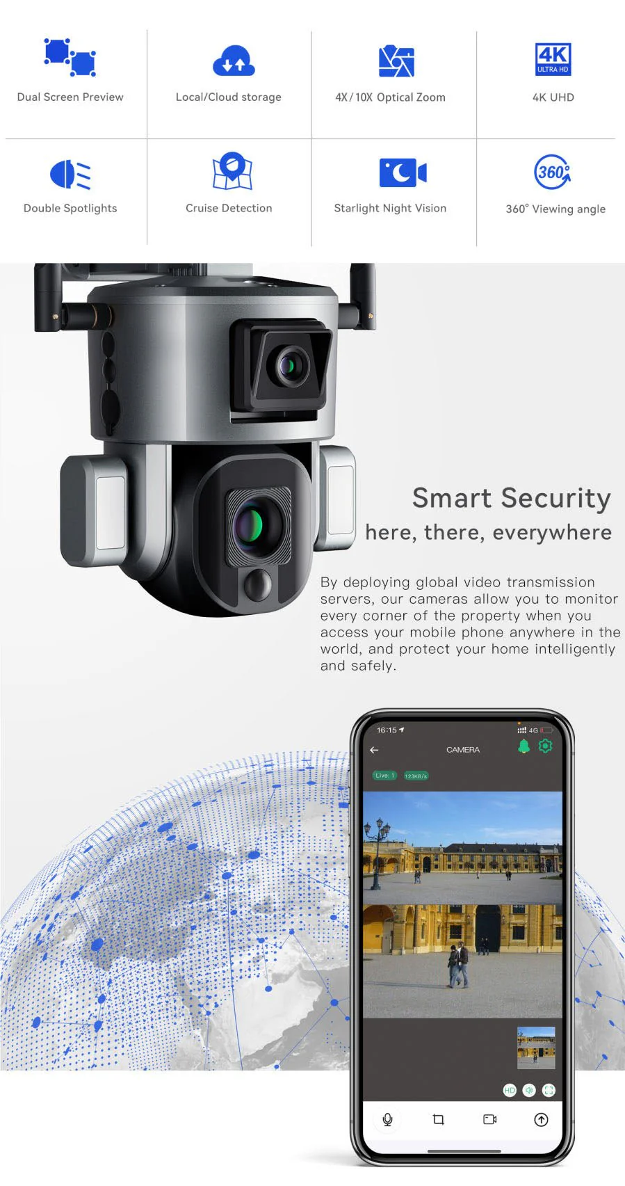 CRONY S5 WiFi-4K-8MP-10X Solar Dual Linkage Battery PTZ Camera  8MP Wireless CCTV Camera Outdoor IP66 Waterproof Solar Dual Camera - Image 6