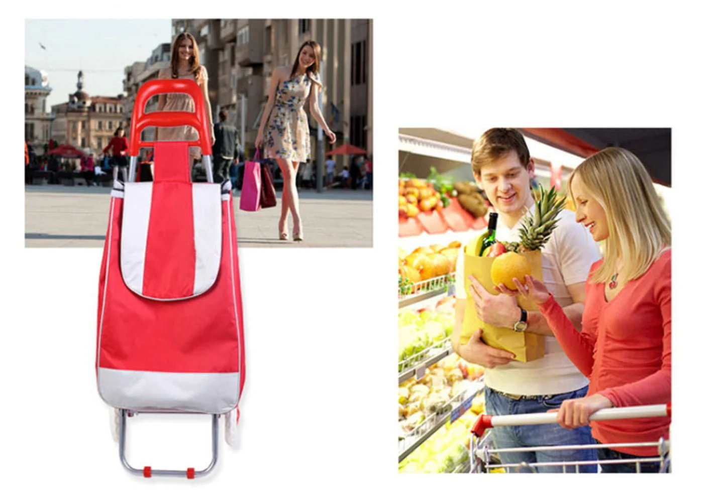 CRONY SC001 Shiping Cart Shopping Trolley Bag Folding Shopping Cart Collapsible Trolley Bag | brown - Image 7