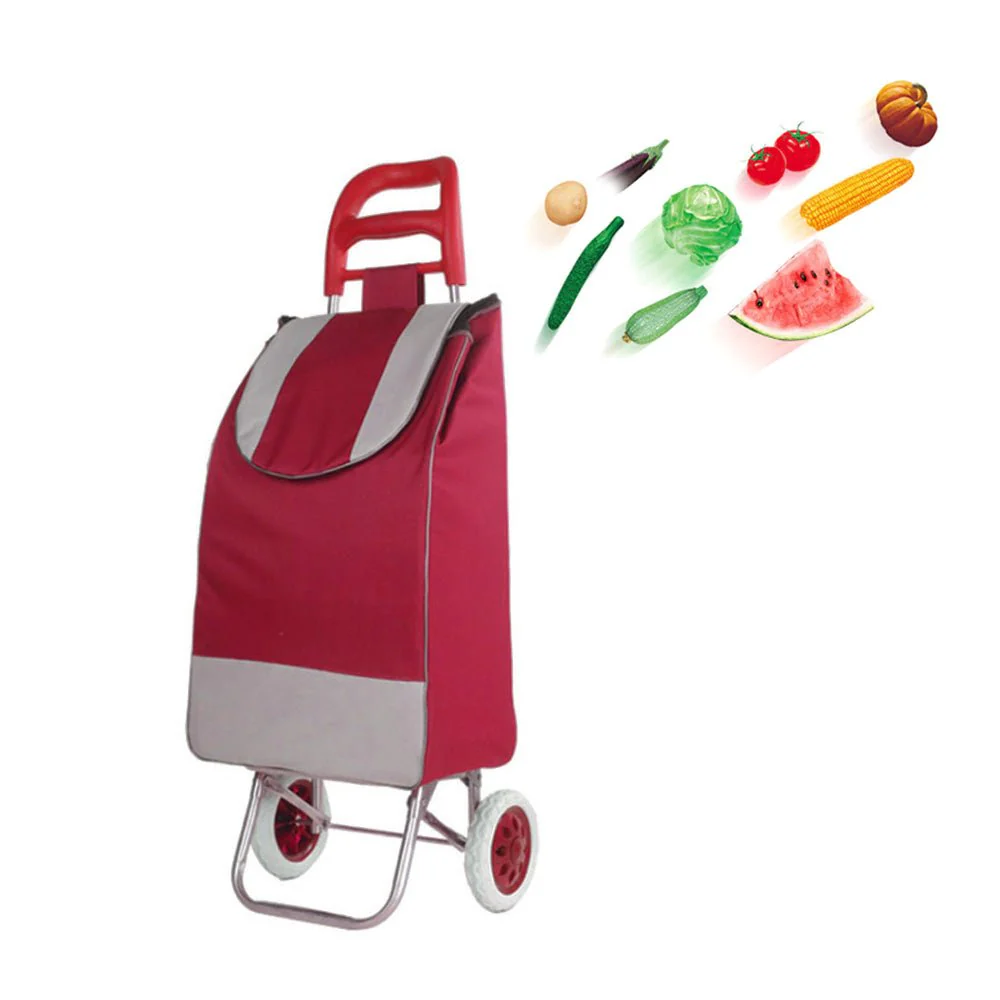 CRONY SC001 Shiping Cart Shopping Trolley Bag Folding Shopping Cart Collapsible Trolley Bag | red