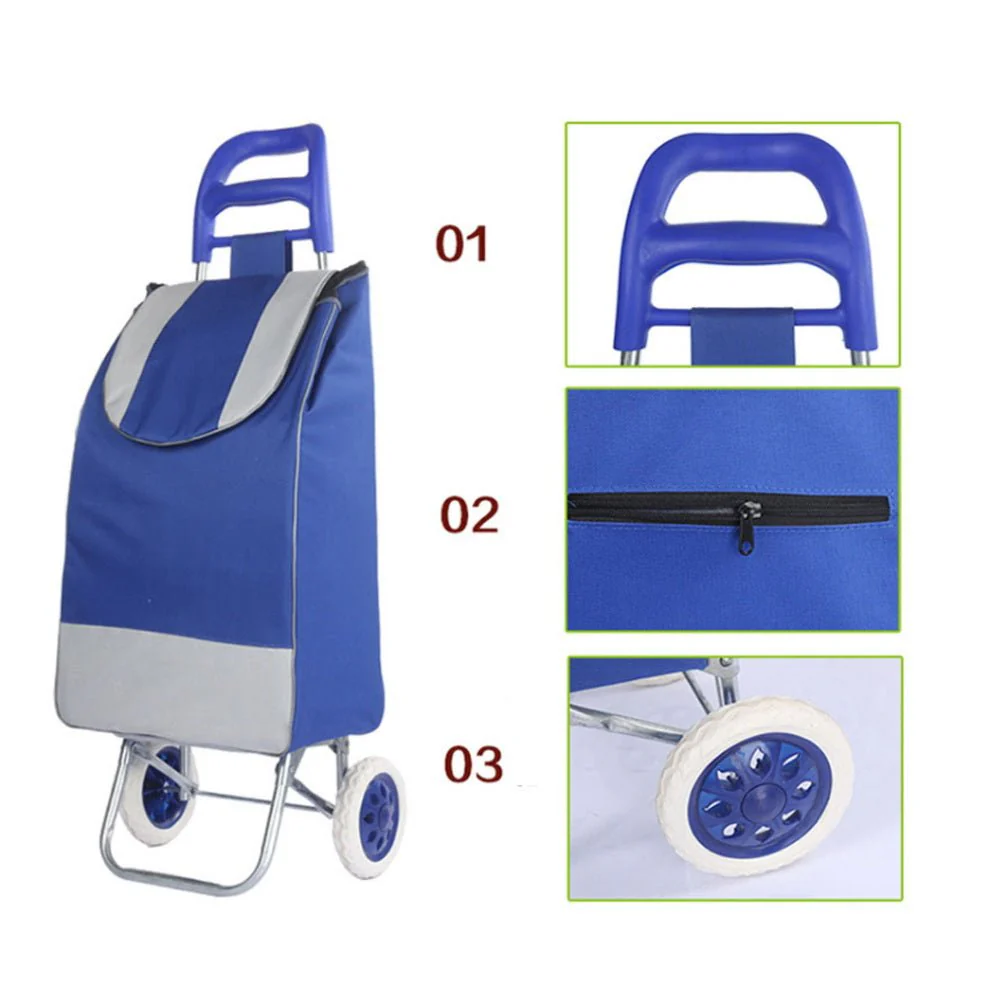 CRONY SC001 Shiping Cart Shopping Trolley Bag Folding Shopping Cart Collapsible Trolley Bag | red - Image 9