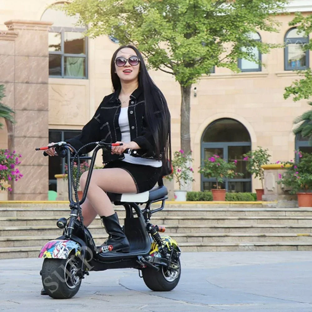 CRONY Small Harley two seat big tires with BT 1000w high power two wheels adult electric scooter Electric Motorcycle BLACK - Image 12
