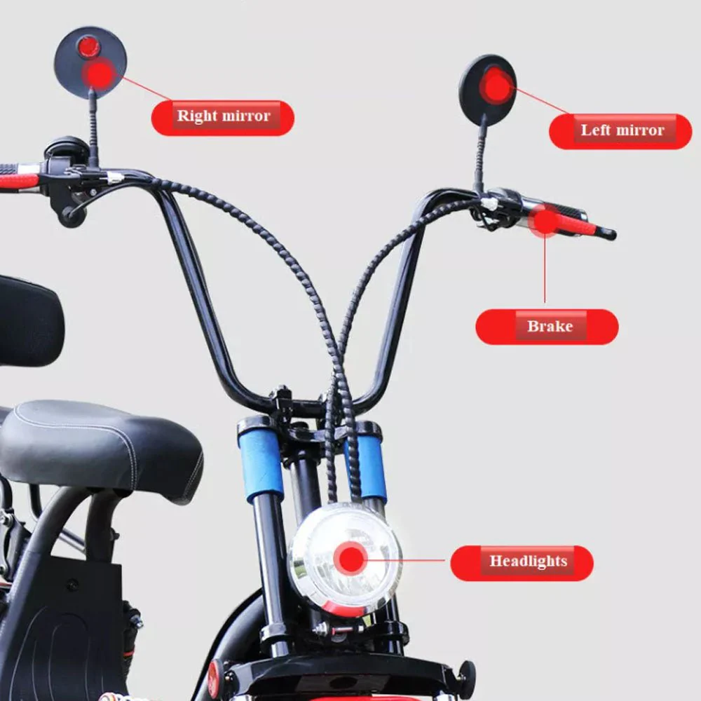 CRONY Small Harley two seat big tires with BT 1000w high power two wheels adult electric scooter Electric Motorcycle BLACK - Image 9