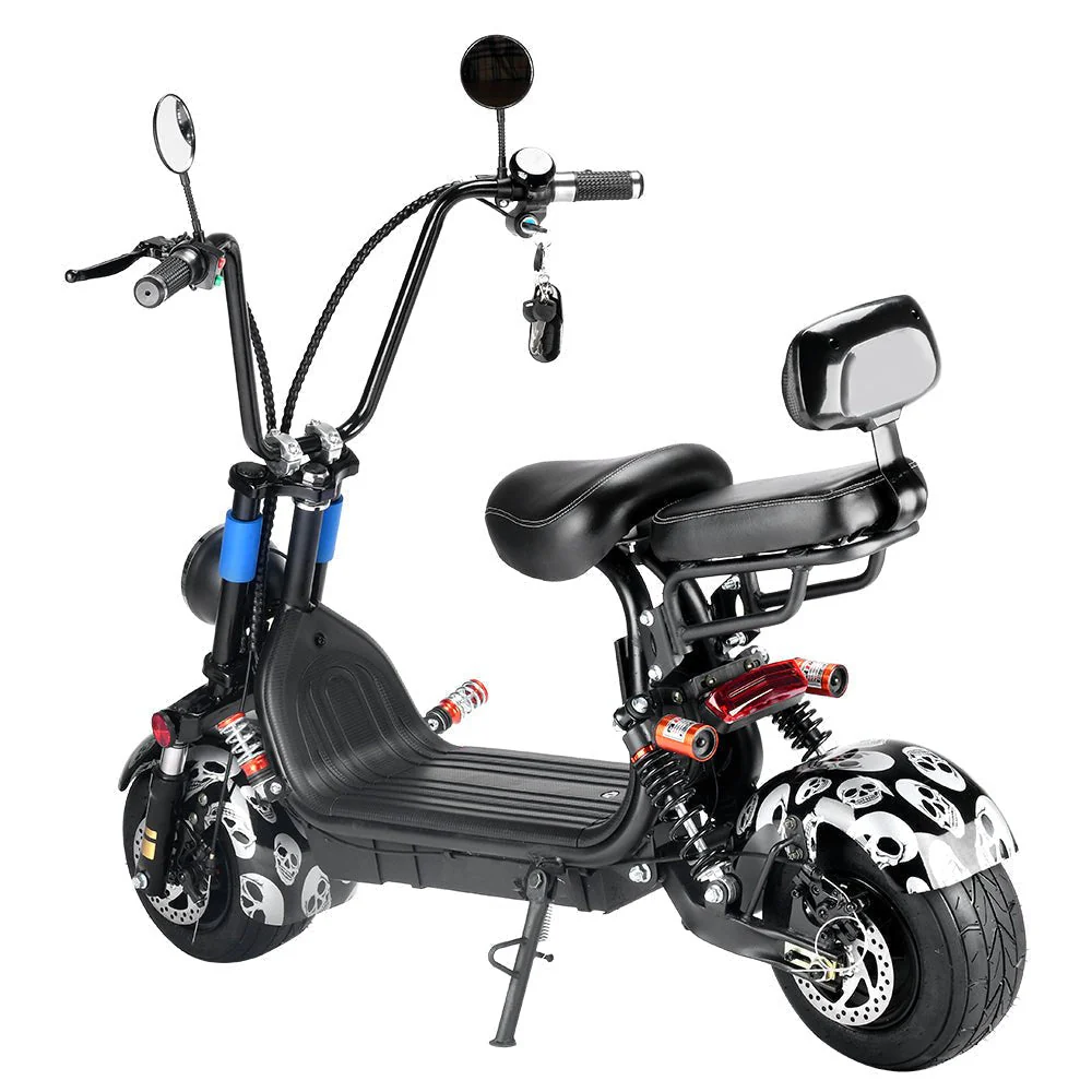 CRONY Small Harley two seat big tires with BT  1000w high power two wheels adult electric scooter Electric Motorcycle UK Flag - Image 3