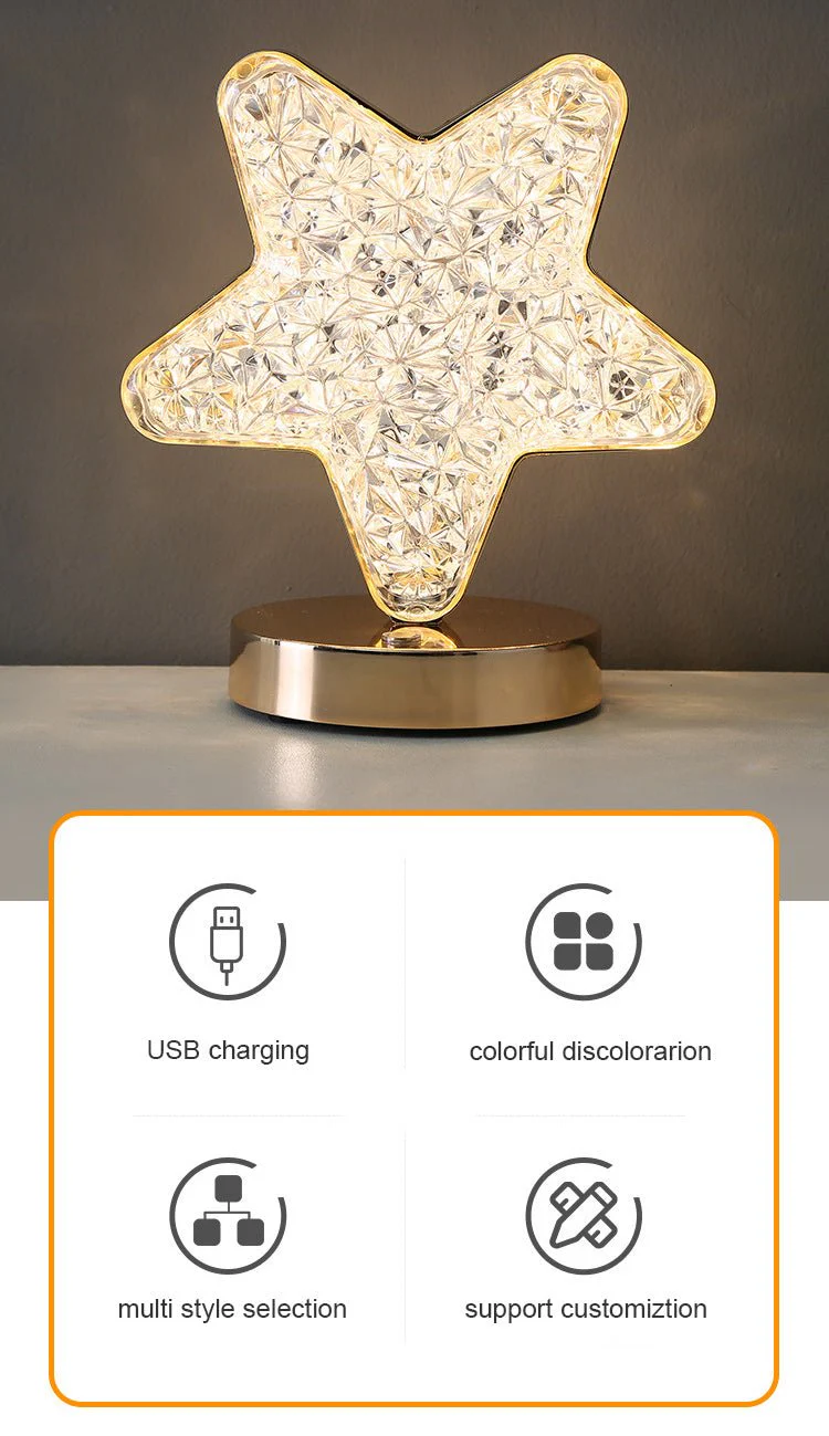 CRONY Three-color touch charging star eye lamp Modern Luxury Crystal Desk Lamp Bedroom Portable Night Light - Image 24