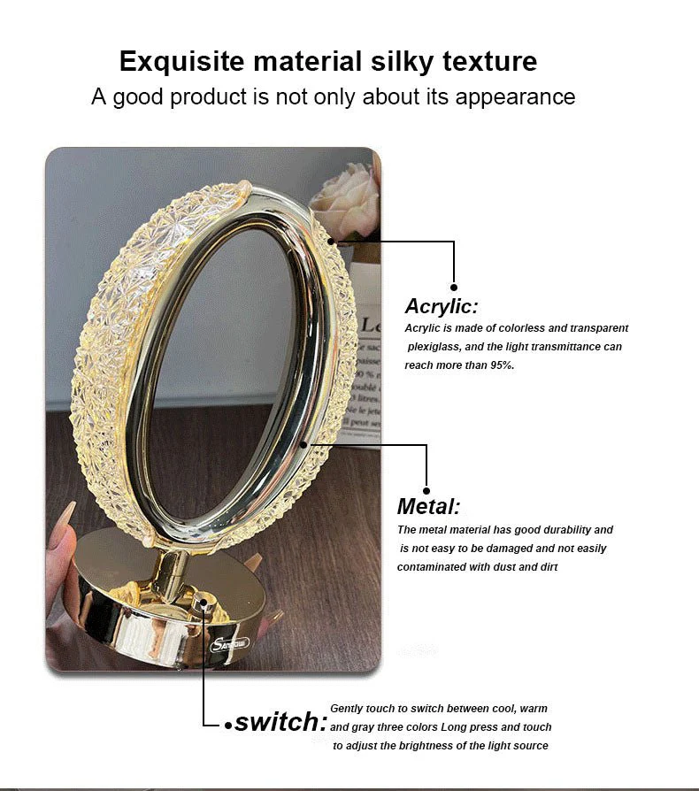 CRONY Three-color touch charging star eye lamp Modern Luxury Crystal Desk Lamp Bedroom Portable Night Light - Image 5