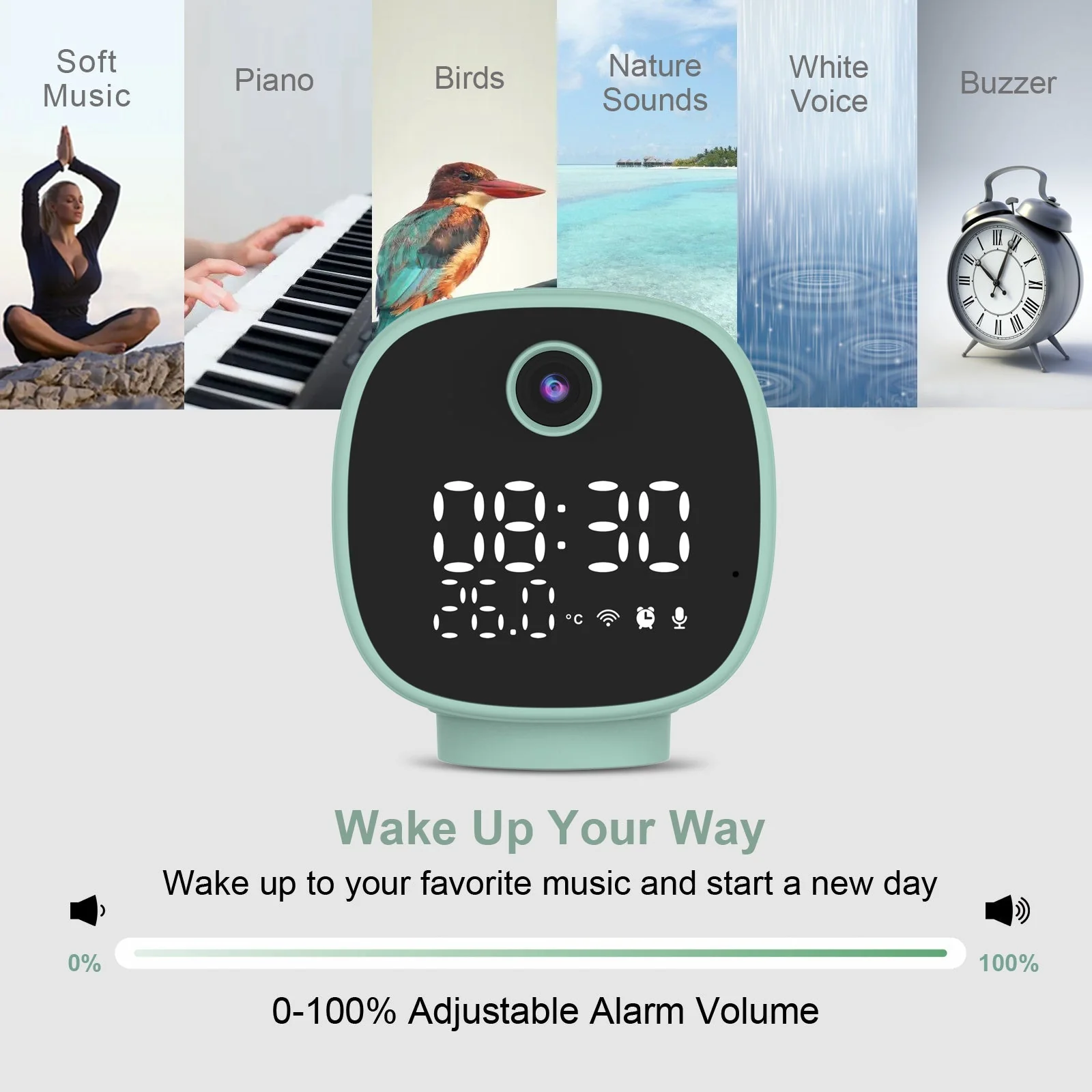 CRONY IPC180 500W WIFI Camera+Clock+Night light+Temperature TUYA Wifi Temperature Alarm Baby Monitor with Night Lamp Clock - Image 6