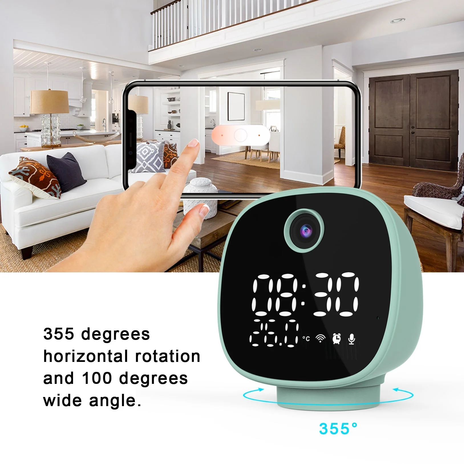 CRONY IPC180 500W WIFI Camera+Clock+Night light+Temperature TUYA Wifi Temperature Alarm Baby Monitor with Night Lamp Clock - Image 7
