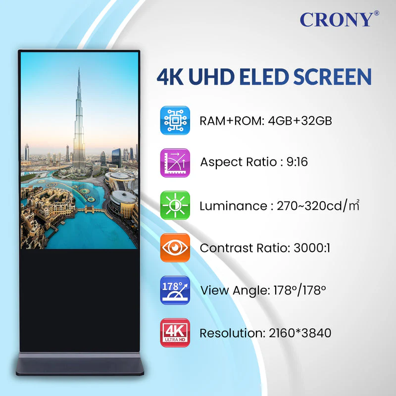 CRONY TX55-2 55 Inch 4K Interactive Touch Screen Smart Display Android 11 LED Panel Dual Speaker Advertising machine - Image 3
