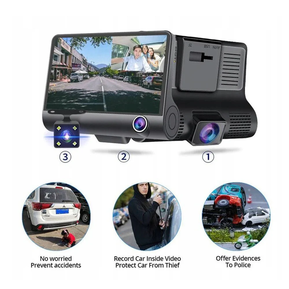 CRONY V504 Three-Camera 1920*1080 touch dashcam Car DVR 3 Cameras Lens 4 Inch IPS Dash Cam Rearview Camera Video Recorder - Image 14