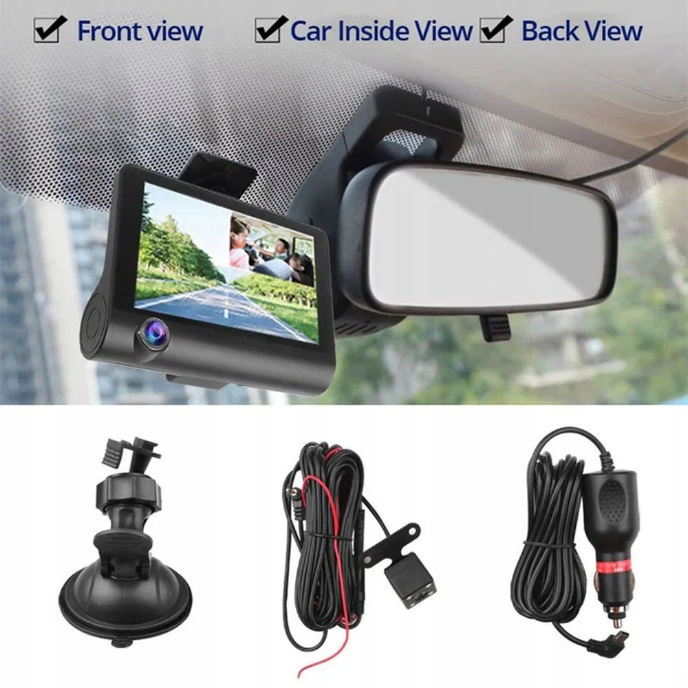 CRONY V504 Three-Camera 1920*1080 touch dashcam Car DVR 3 Cameras Lens 4 Inch IPS Dash Cam Rearview Camera Video Recorder - Image 7