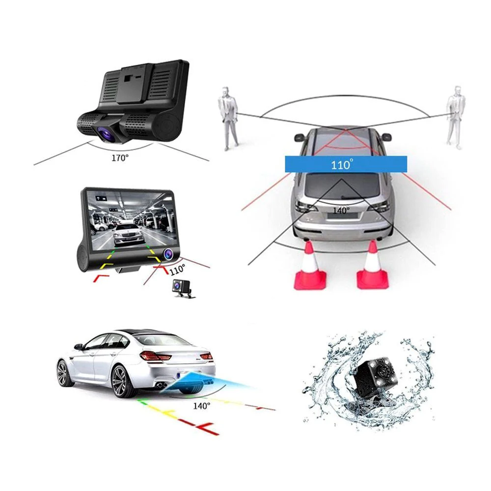 CRONY V504 Three-Camera 1920*1080 touch dashcam Car DVR 3 Cameras Lens 4 Inch IPS Dash Cam Rearview Camera Video Recorder - Image 9