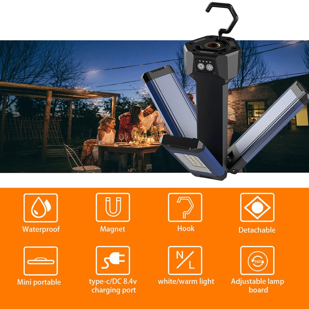 CRONY VIP-12 Outdoor multi-function lamp portable camping hiking flexible 2000lm mini size multifunctional outdoor work light - Image 9