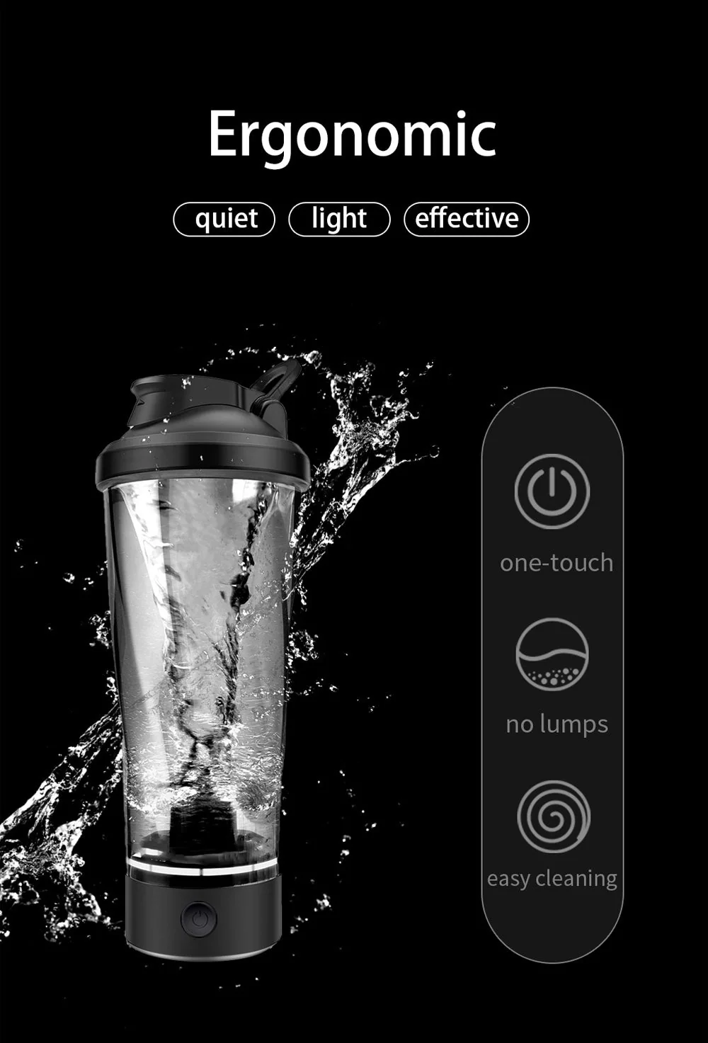 CRONY VT-006 Self-mixing Cup Portable Sustainable Rechargeable Plastic Electric Shaker Water Bottles - Image 14