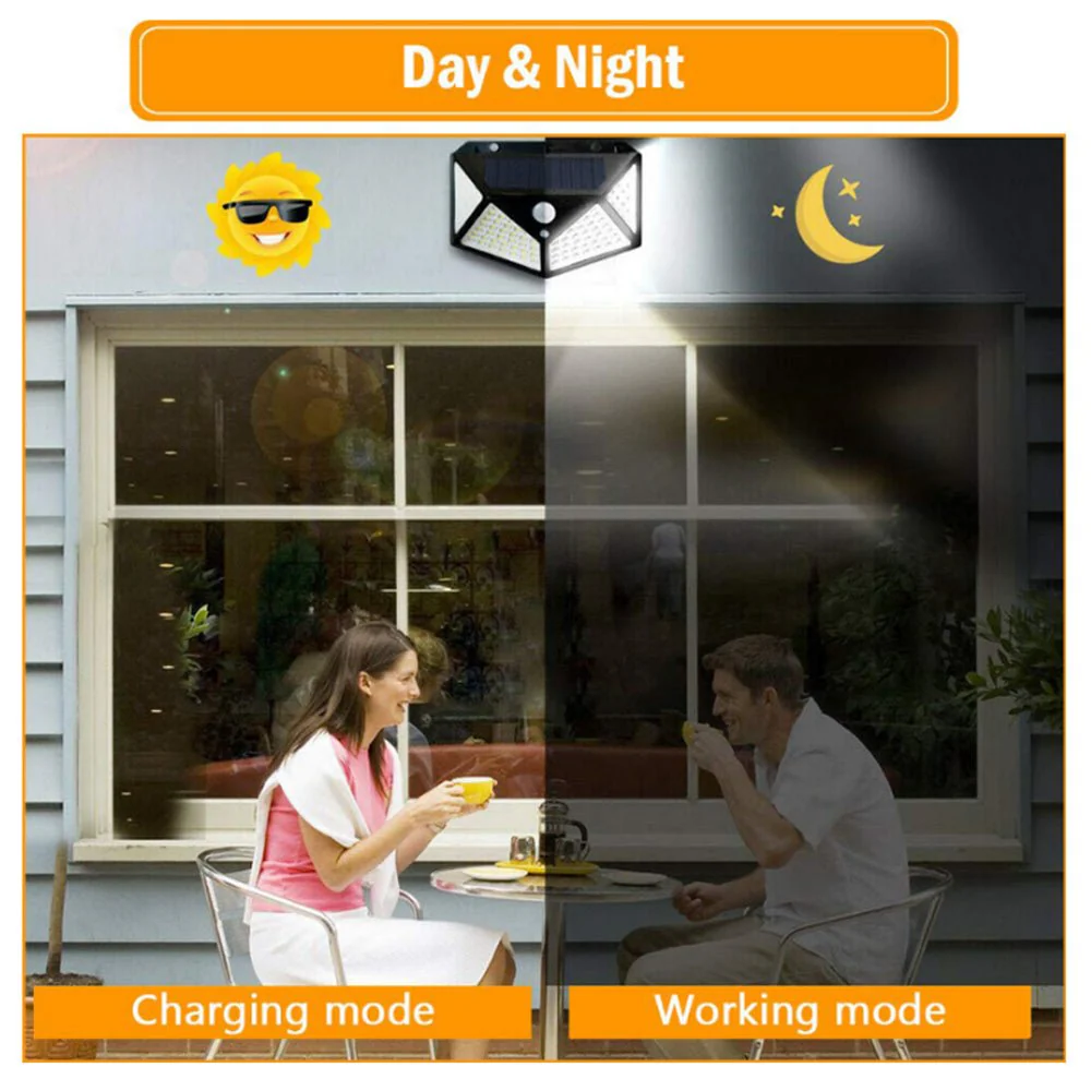 CRONY SH-100LED Solar Powered LED Wall Light Outdoor Backyard Garden Stair Solar Powered 4 Sides Lighting Wall Lamp 100LED Motion - Image 3