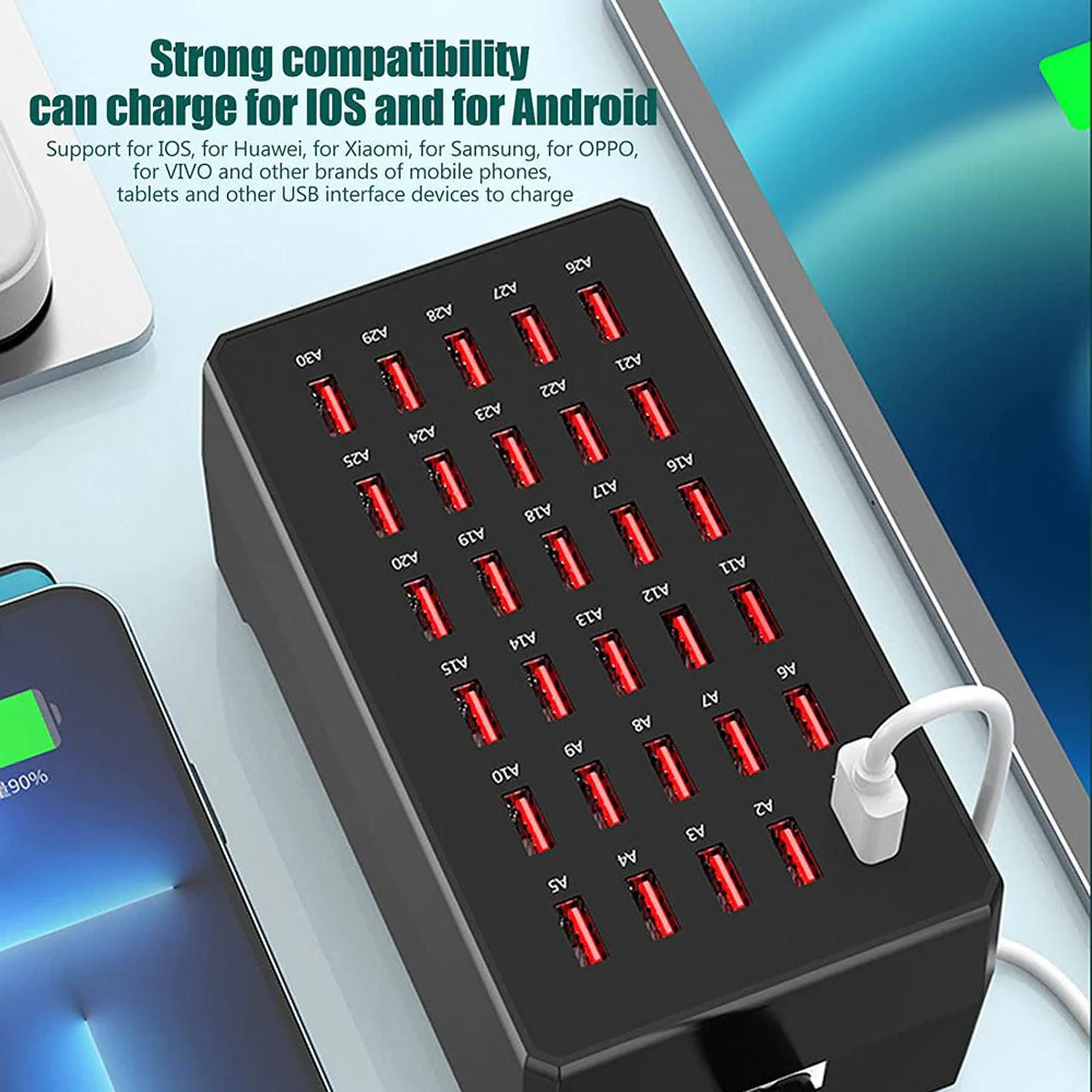 CRONY WT268 30USB PORTS Smart Charger Station 150W Safe Fast Charging USB Charging Station - Image 6