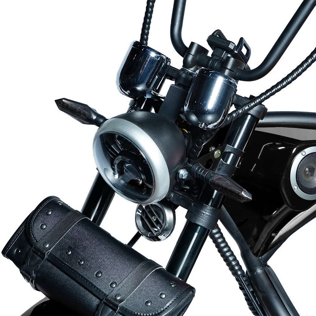 CRONY NEW X1 Harley Electrocar car With BT Speaker 65KM/H Electrocar car Citycoco Fat Tire Electric Motorcycle Black - Image 3