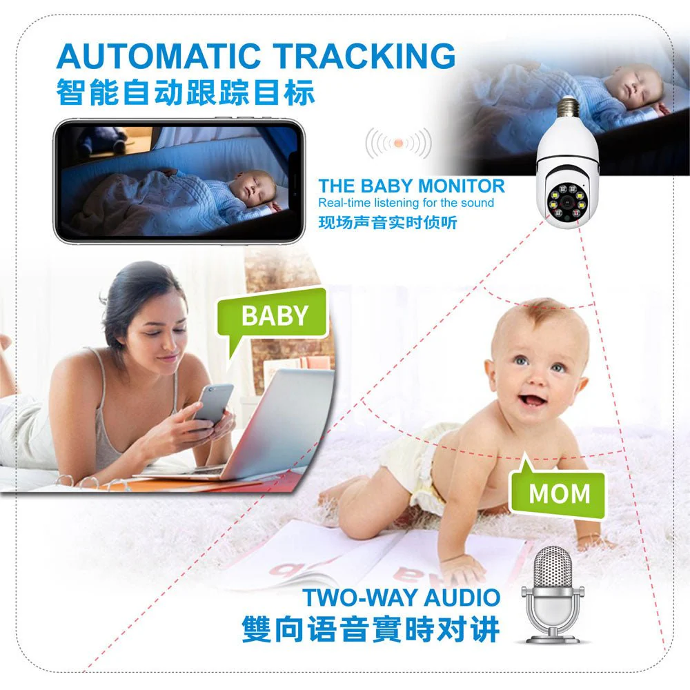 CRONY Y22-1080P light bulb IP Camera Camera Y21 (FTYCAM APP) light bulb IP Camera  dual light HD night vision wireless camera wifi camera cloud table lamp - Image 4