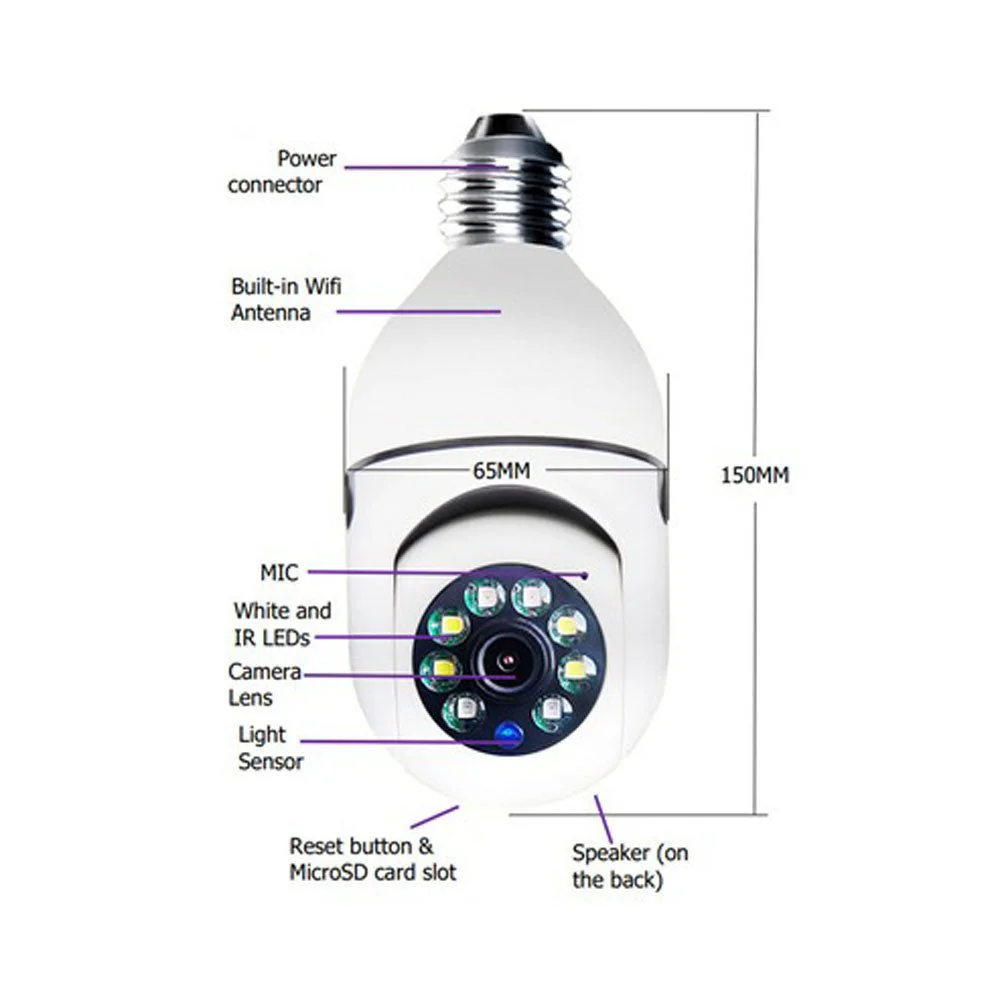 CRONY Y23 JXLCAM light bulb IP Camera body motion tracking night vision motion detection two-way audio - Image 5