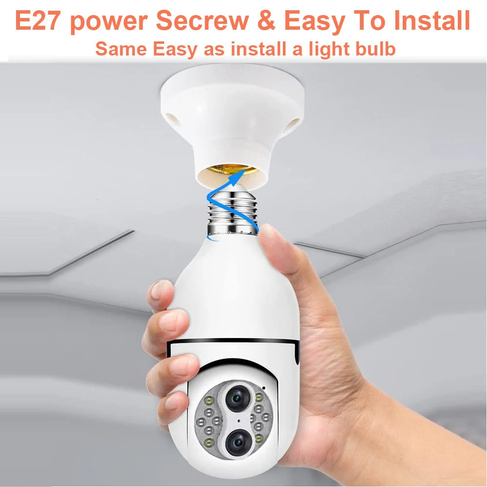 CRONY Y24-1080P Binocular zoom light bulb IP Camera Night Vision 360 Degree Auto Motion Tracking PTZ Two Way Audio Dual Lens Wifi Bulb Camera - Image 4