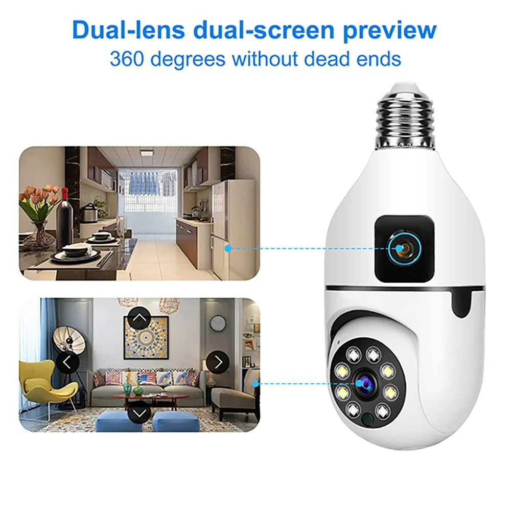 CRONY Y27 V380 1080P WIFI Bulb Camera Wireless Baby Monitor Dual Lens Color Night Vision Two-Way Audio - Image 3