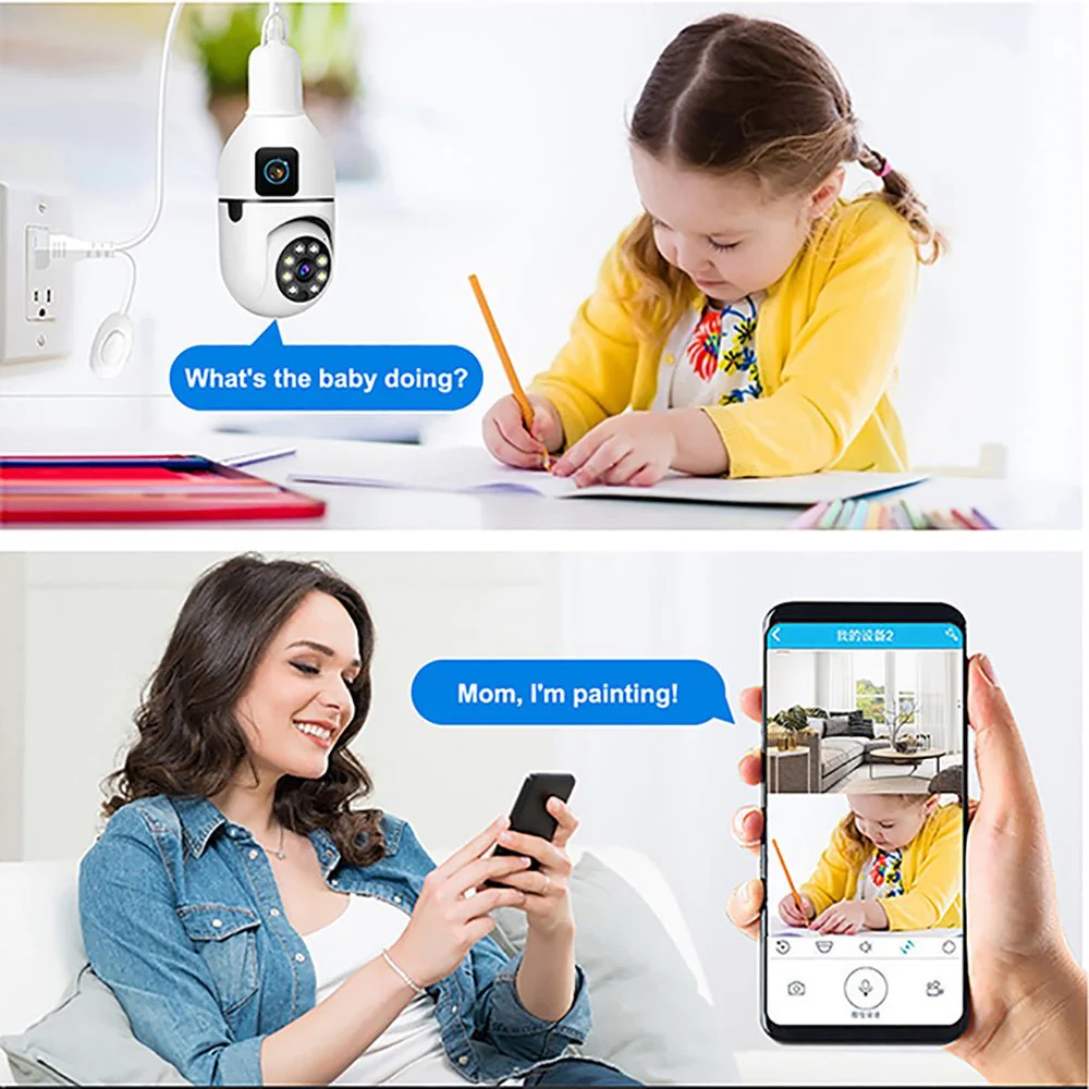 CRONY Y27 V380 1080P WIFI Bulb Camera Wireless Baby Monitor Dual Lens Color Night Vision Two-Way Audio - Image 7