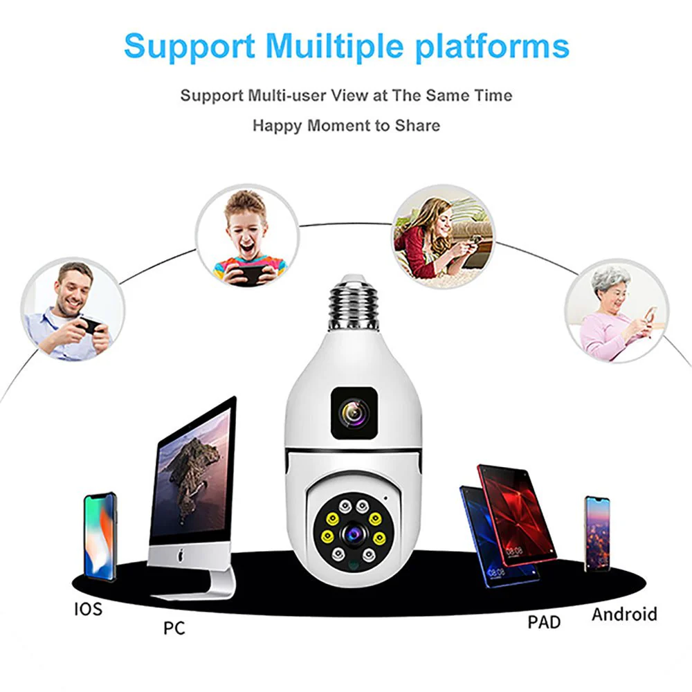 CRONY Y27 V380 1080P WIFI Bulb Camera Wireless Baby Monitor Dual Lens Color Night Vision Two-Way Audio - Image 8